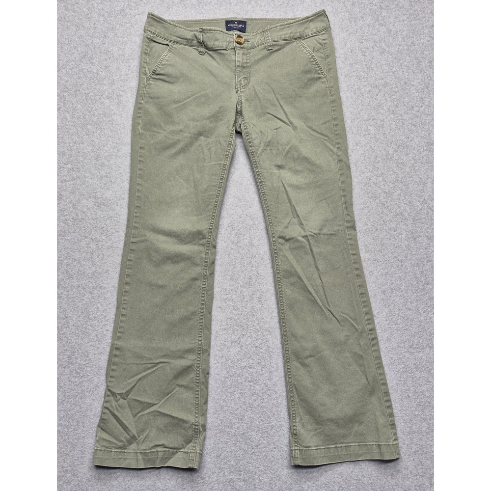American Eagle Pants Womens 6 Olive Green Low Rise Utility Y2K Kick Boot Stretch